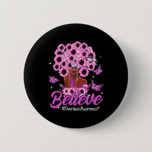 Badge Rond 5 Cm Croire Femmes Noires Tournesol Cheveux Surdose Sen