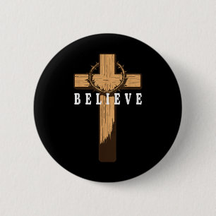 Badge Rond 5 Cm Croire Jésus Croix chrétienne Dieu foi Bible Reli