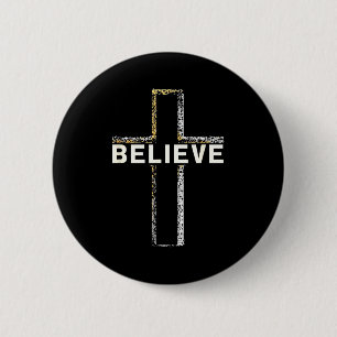Badge Rond 5 Cm Croire Jésus Croix Religieuse Foi Chrétiens Hommes