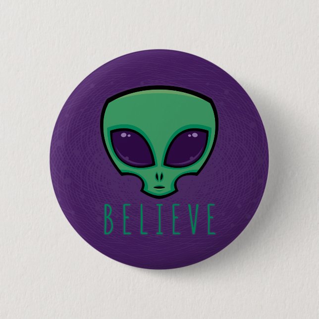 Badge Rond 5 Cm Croire la tête de l'Alien (Devant)