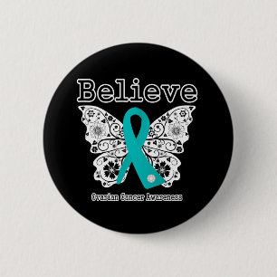 Badge Rond 5 Cm Croire - Le papillon du cancer de l'ovaire