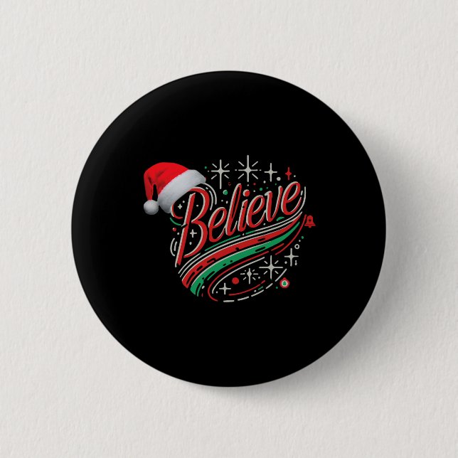 Badge Rond 5 Cm Croire Noël Festive Conception de vacances (Devant)