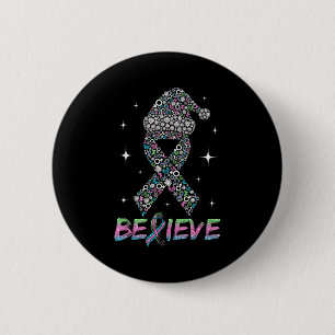 Badge Rond 5 Cm Croire Ruban Xmas Metastatique Sein Vert Teal Nk