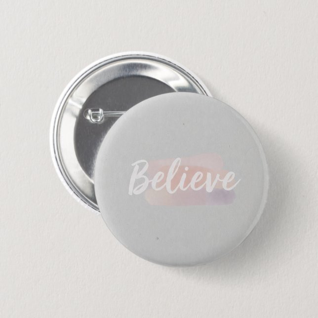 Badge Rond 5 Cm Croire texte calligraphique  (Devant & derrière)