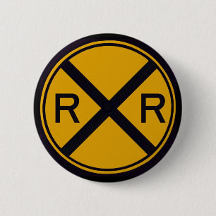 Badge Rond 5 Cm Croisement de chemin de fer