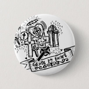 Badge Rond 5 Cm Croisez mon coeur ! Le Flair. de bouton