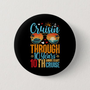 Badge Rond 5 Cm Croisière à travers 10 ans 10e anniversaire de mar