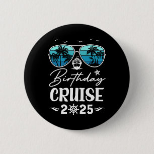 Badge Rond 5 Cm Croisière d'anniversaire 2025 Fête Vacances Équipe