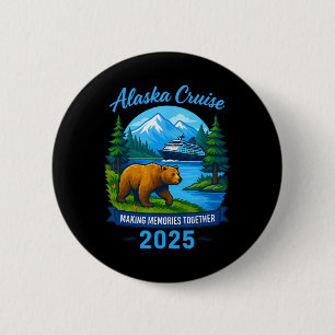Badge Rond 5 Cm Croisière en Alaska pour famille et groupe assorti