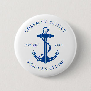 Badge Rond 5 Cm Croisière familiale Ancre de bateau nautique perso