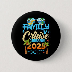 Badge Rond 5 Cm Croisière familiale Caraïbes 2025 Vacances jumelée