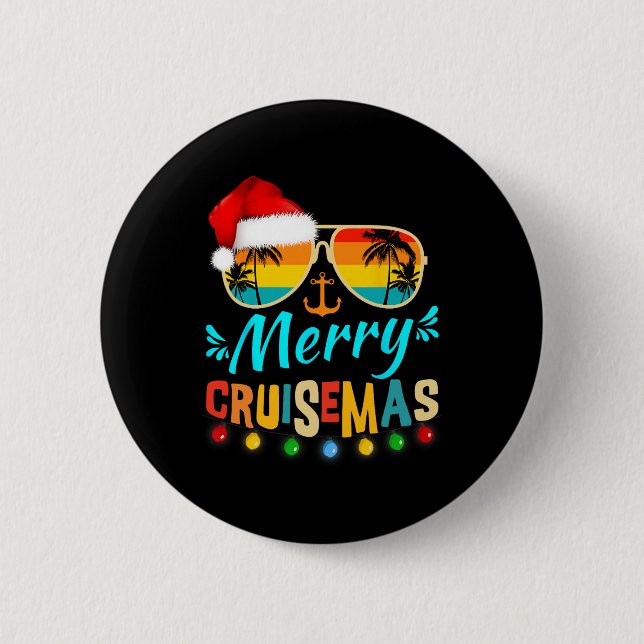 Badge Rond 5 Cm Croisière Joyeuse Noël Père Noël Reindeer (Devant)
