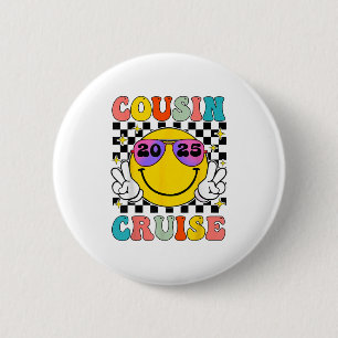 Badge Rond 5 Cm Croisière Retro Cousin 2025 Smile Face Matching Cr