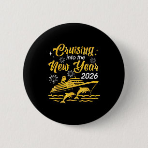 Badge Rond 5 Cm Croisière vers la nouvelle année 2026 Bonne année
