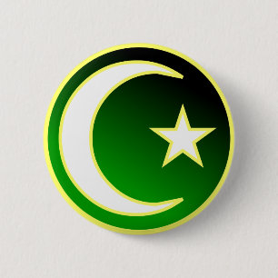 Badge Rond 5 Cm Croissant et étoile de l'Islam