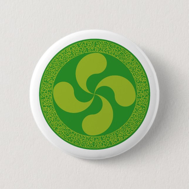 Badge Rond 5 Cm Croix basque élégante et élégante : Lauburu, (Devant)