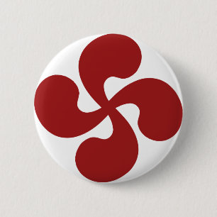 Badge Rond 5 Cm Croix Basque Rouge Lauburu