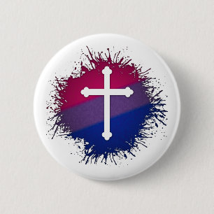 Badge Rond 5 Cm Croix bisexuelle