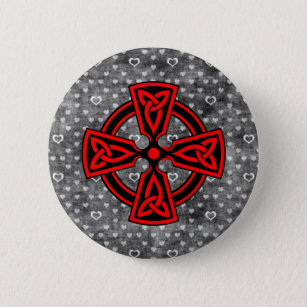 Badge Rond 5 Cm Croix celtique rouge Arrière - plan en détresse