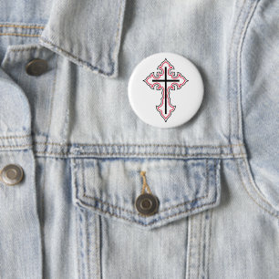 Badge Rond 5 Cm Croix chrétienne