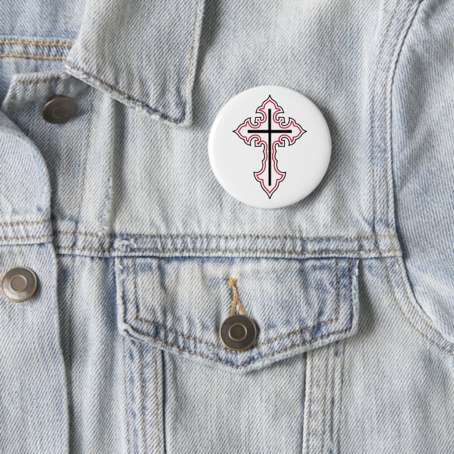 Badge Rond 5 Cm Croix chrétienne (En situation)