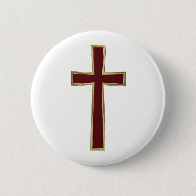 Badge Rond 5 Cm Croix chrétienne (Devant)
