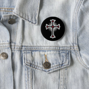 Badge Rond 5 Cm Croix chrétienne
