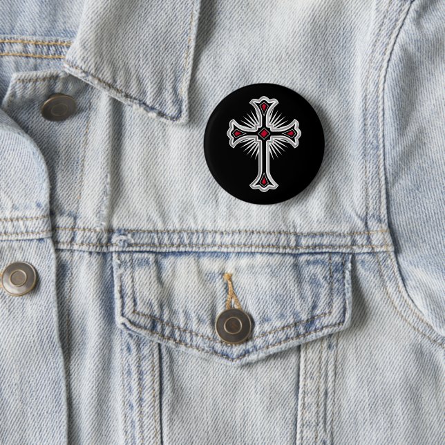 Badge Rond 5 Cm Croix chrétienne (En situation)