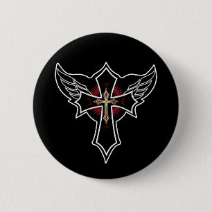 Badge Rond 5 Cm Croix chrétienne