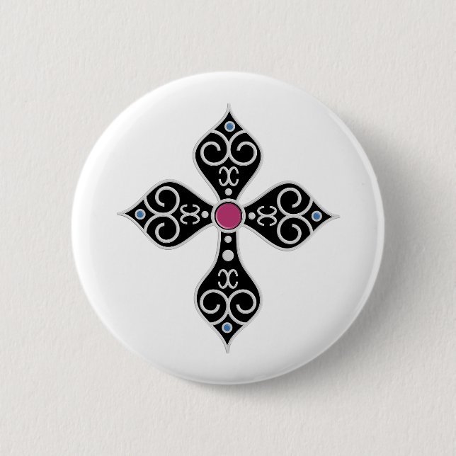 Badge Rond 5 Cm Croix chrétienne (Devant)