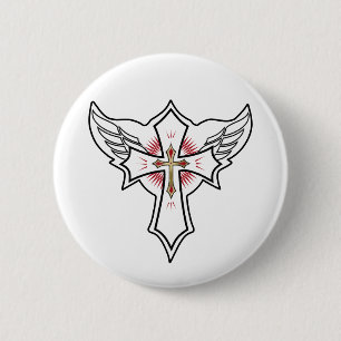 Badge Rond 5 Cm Croix chrétienne