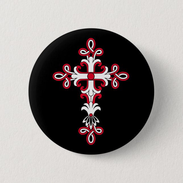 Badge Rond 5 Cm Croix chrétienne (Devant)