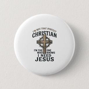 Badge Rond 5 Cm Croix Chrétienne Couronne d'Épines Chemise de Foi