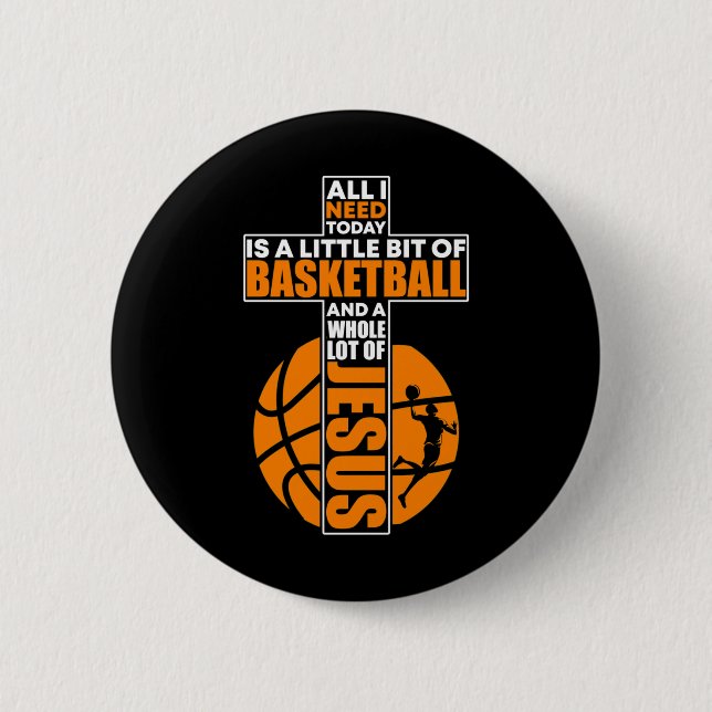 Badge Rond 5 Cm Croix chrétienne de basket-ball (Devant)