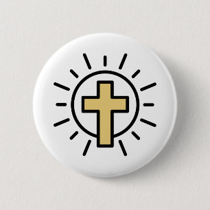 Badge Rond 5 Cm Croix chrétienne simple