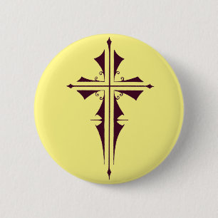 Badge Rond 5 Cm Croix chrétienne violette