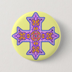 Badge Rond 5 Cm Croix copte en pastel magnifique