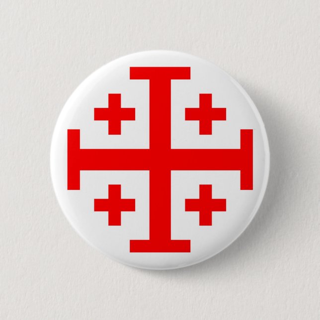 Badge Rond 5 Cm Croix de Jérusalem (Devant)