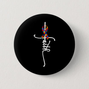 Badge Rond 5 Cm Croix de la foi autistique Cadeaux autistiques aut