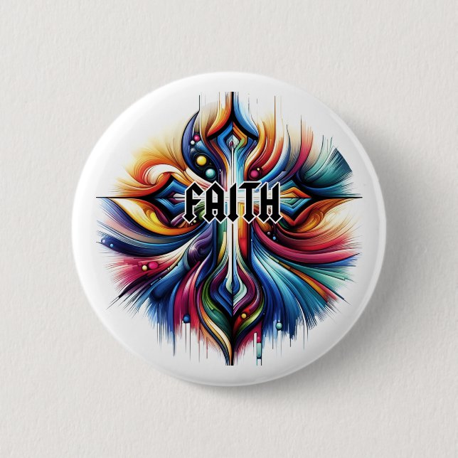 Badge Rond 5 Cm Croix de l'art Abstrait (Devant)