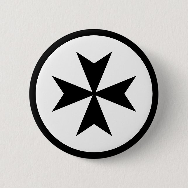 Badge Rond 5 Cm Croix de Malte noire (Devant)