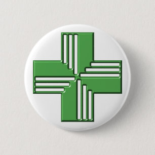 Badge Rond 5 Cm Croix de pharmacie