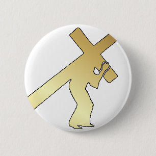 BADGE ROND 5 CM CROIX DE TRANSPORT DU CHRIST