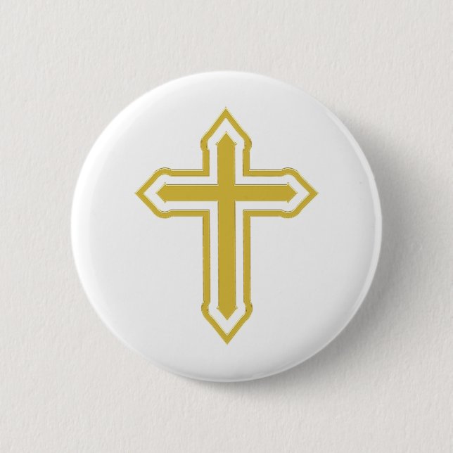 Badge Rond 5 Cm Croix d'or (Devant)