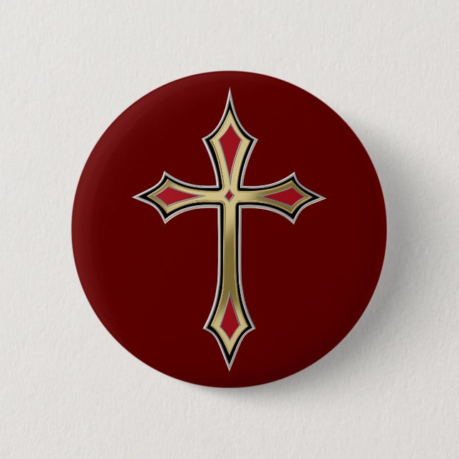 Badge Rond 5 Cm Croix d'or (Devant)