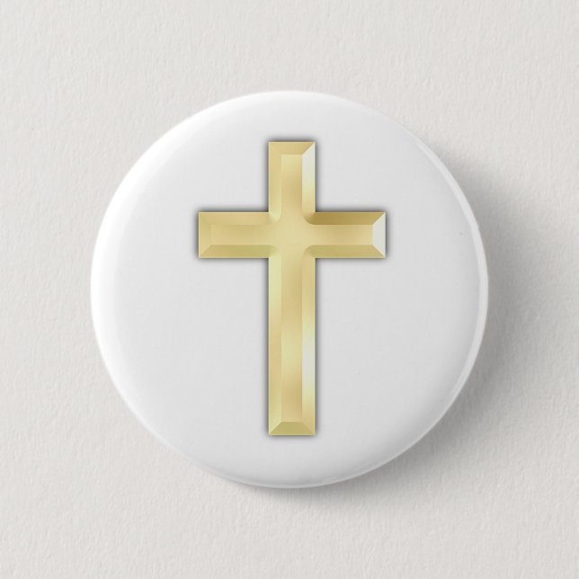 Badge Rond 5 Cm Croix d'or (Devant)