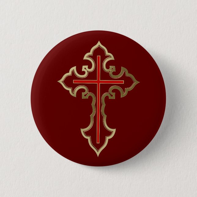 Badge Rond 5 Cm Croix d'or (Devant)