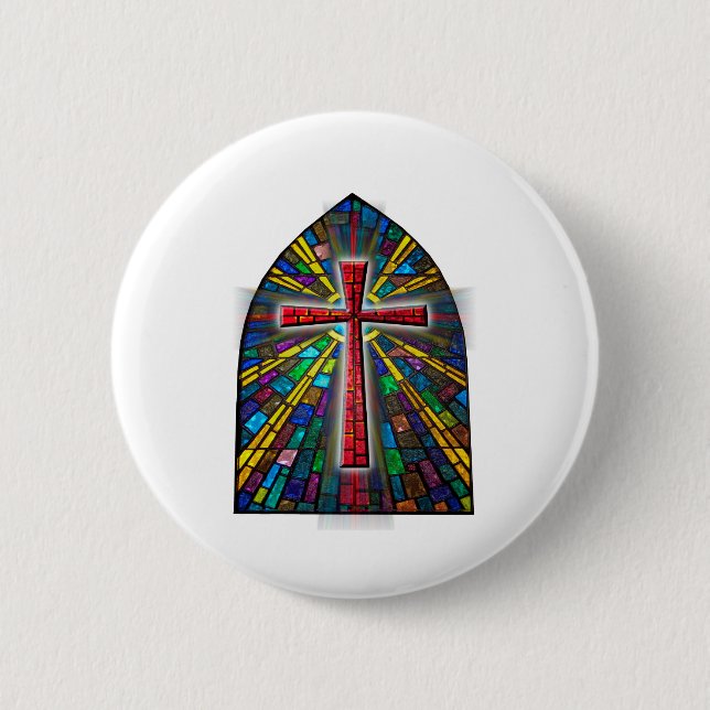Badge Rond 5 Cm Croix en verre tendu (Devant)