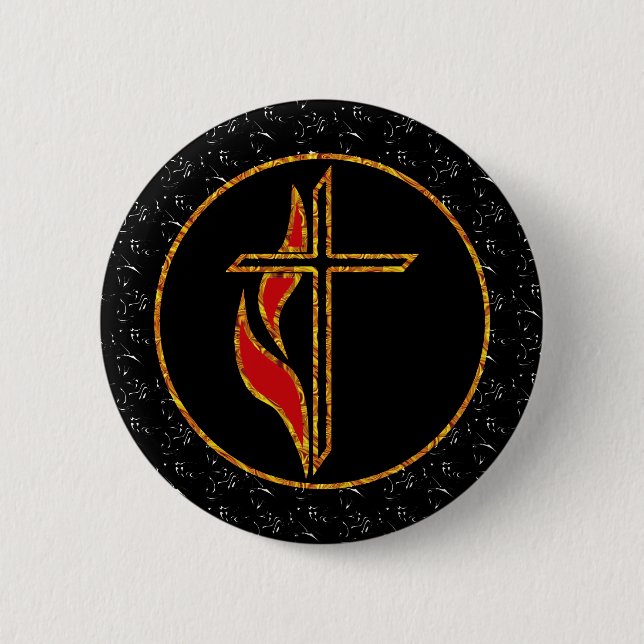Badge Rond 5 Cm Croix et flamme (Devant)