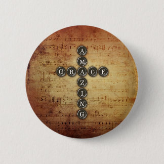 Badge Rond 5 Cm Croix extraordinaire de grâce sur la feuille de